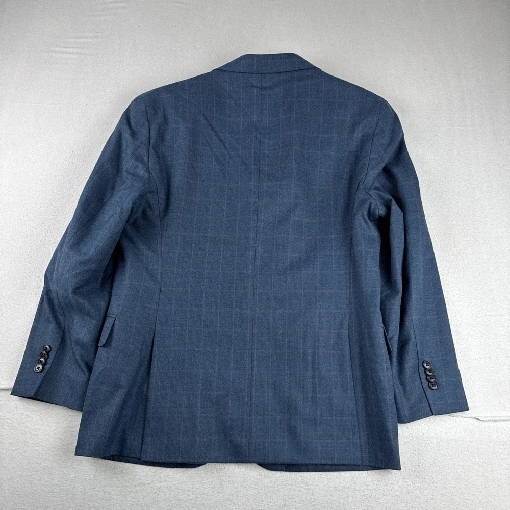 Jos A Bank Navy Mens Windowpane Sport Coat Tailored fit, fits 40R lightweight